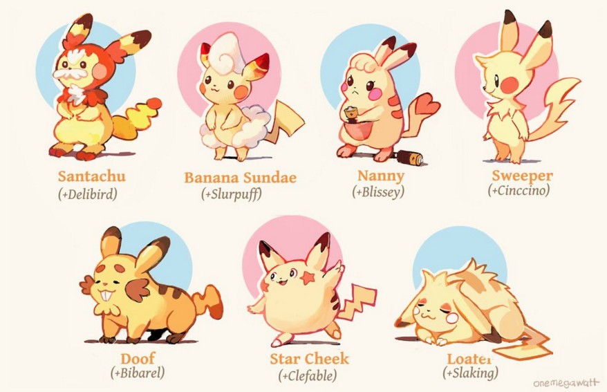 Here’s What Pikachu’s Babies Would Look Like If it Mated With Other Pokemon